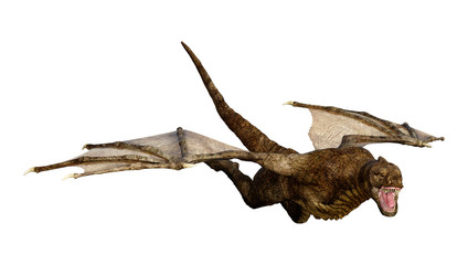 3D Rendering Fairy Tale Dragon on White