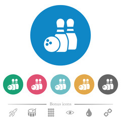 Bowling flat round icons