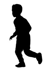 Fototapeta na wymiar Silhouette of child running silhouette