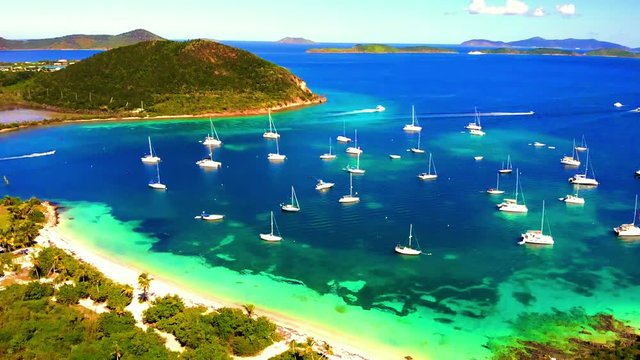 Ocean view of boats in St Thomas US Virgin Islans