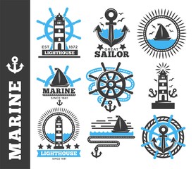 Marine and nautical logo templates or heraldic symbols.