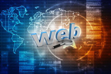 3D illustration Webpage through Lens 