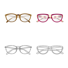 Isolated object of glasses and frame sign. Set of glasses and accessory vector icon for stock.