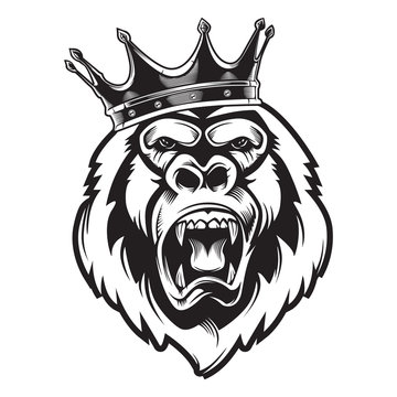 Gorilla mascot sport logo, emblem, illustration on a dark background