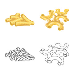Isolated object of pasta and carbohydrate logo. Set of pasta and macaroni stock symbol for web.