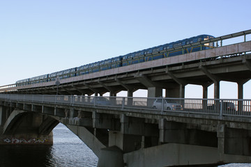 Metro bridge over Dnipro river, Kyiv, Ukraine