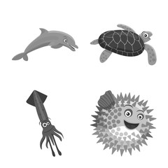 Vector illustration of sea and animal icon. Collection of sea and marine stock symbol for web.