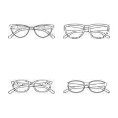 Vector illustration of glasses and frame sign. Collection of glasses and accessory stock vector illustration.