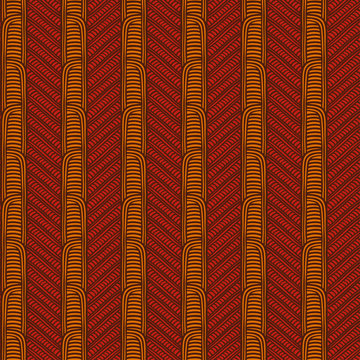 Maori tribal pattern vector seamless. Ethnic african fabric print. Traditional polynesian aboriginal art. Wood brown background for textile blanket, wallpaper, wrapping paper and backdrop template.
