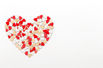 Happy Valentines day background. With small hearts on gray background.