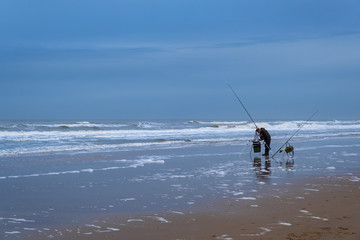 Angel an der Nordsee im Winter