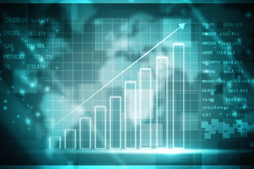 2d rendering Stock market online business concept. business Graph 
