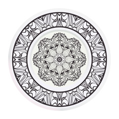 decorative plates for interior design. Empty dish, porcelain plate mock up design. Vector illustration. Decorative plates with Mandala ornament patterns. Home decor background