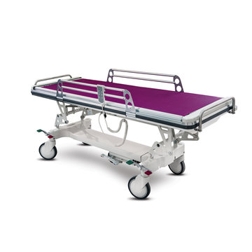 Mobile Hospital Bed under the white background.Medical Equipment. Technology of medical and hospital services. image for background, objects, copy space, illustration.