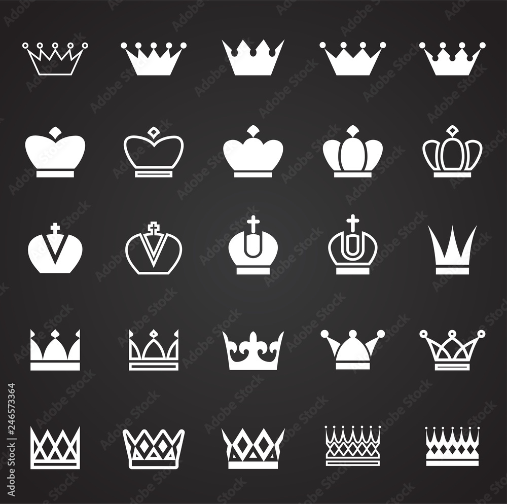 Fototapete crown set on black background for graphic and web design, modern simple vector sign. internet concep