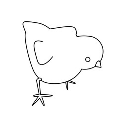 Black and white vector little easter chick