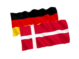 Flags of Germany and Denmark on a white background