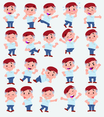 Cartoon character businessman in casual style. Set with different postures, attitudes and poses, always in positive attitude, doing different activities in vector vector illustrations.
