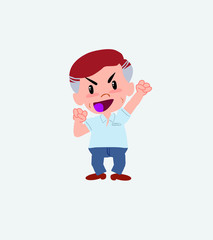 Businessman in casual style cheering enthusiastically.