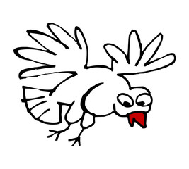 white dove, peace symbol, comic drawing, color clipart