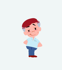 Businessman in casual style smiling peacefully.