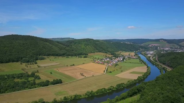 Aerial view of the vineyard estate Saarstein near Serrig, Saar River, Saar Valley near Saarburg, Rhineland-Palatinate, Germany, Europe