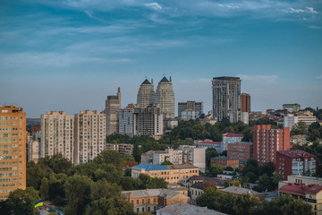 Fototapeta na wymiar view of the twin towers in the Dnieper