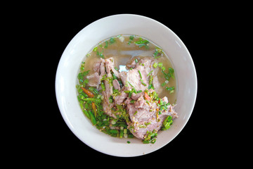 Boiled pork bone, Thai food on black isolated