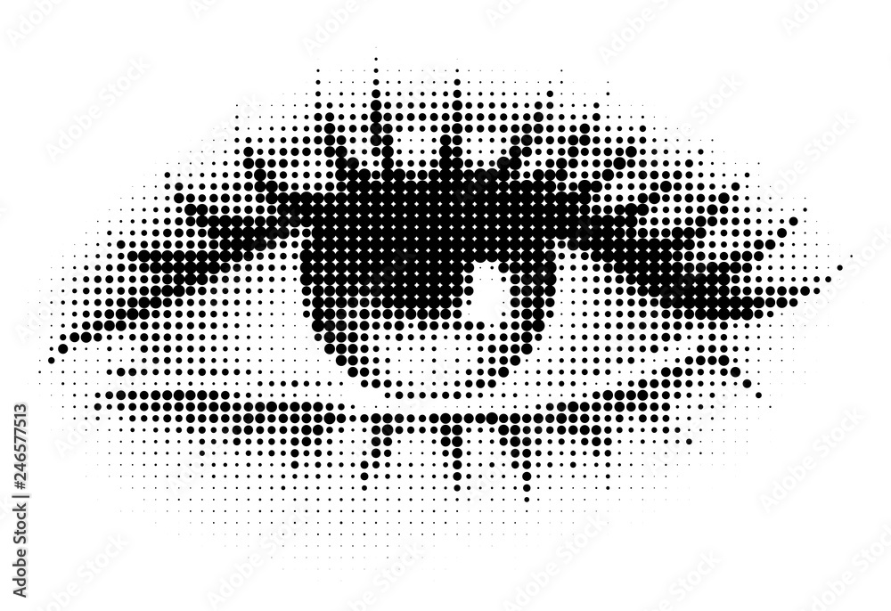 Wall mural the human eye in halftone