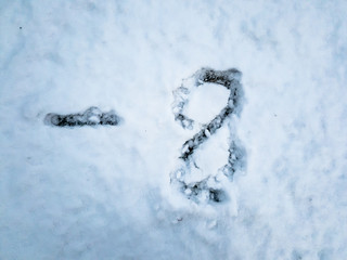 Temperature of -8 written in the freshly fallen snow
