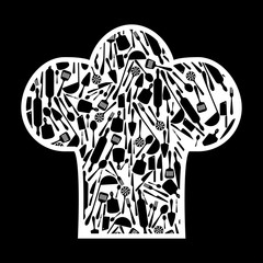 chef's hat. silhouette vector illustration on black background