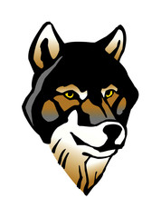 wolf gray head with yellow eyes clipart