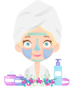 Blonde girl multi face mask 