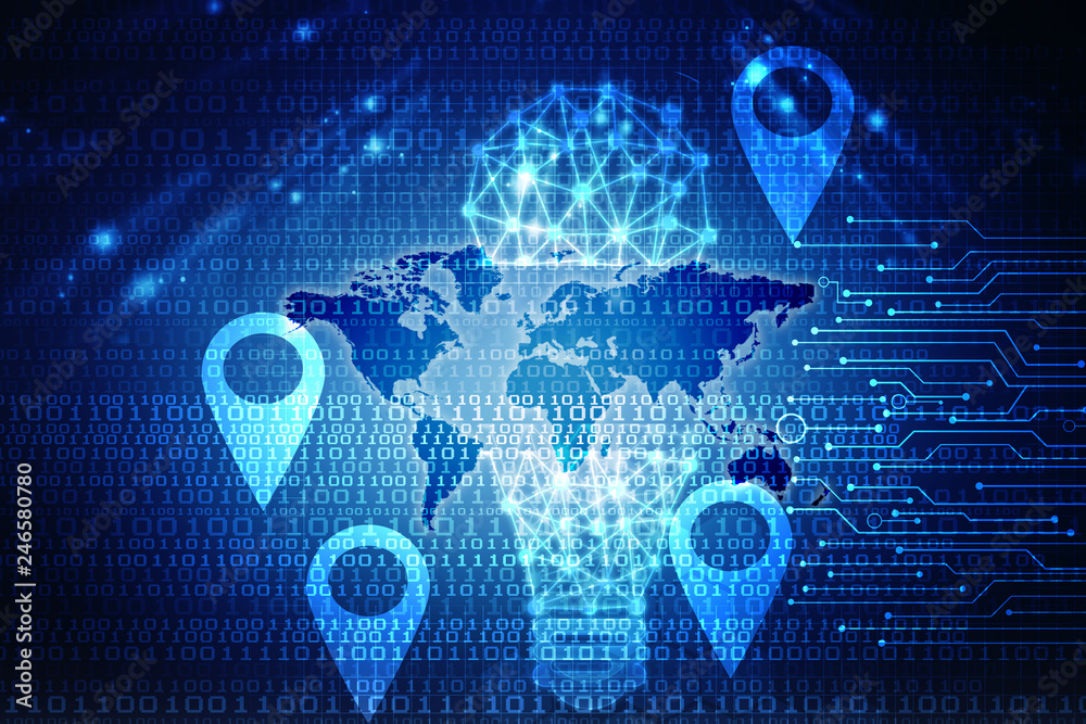 Poster 2d rendering red map pointer