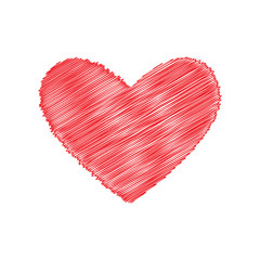 Hand drawn red heart of doodle circle
