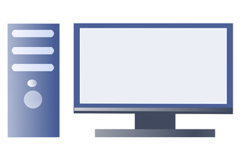 Computer monitor and system block, user interface concept, empty screen as copy space.
