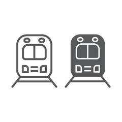 Rail road trip line and glyph icon, transport and railway, locomotive sign, vector graphics, a linear pattern on a white background.