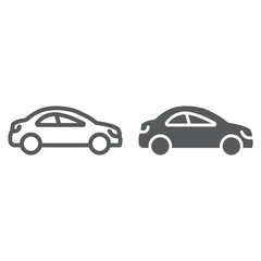 Auto trip line and glyph icon, automobile and tourism, car sign, vector graphics, a linear pattern on a white background.