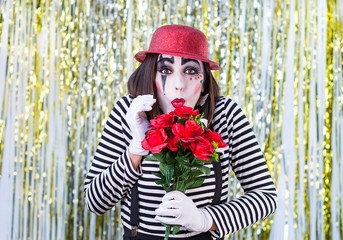 woman dressed as mime