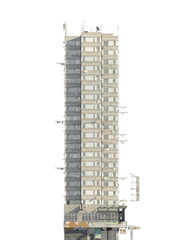 Fototapeta na wymiar Slum futuristic building isolated on white background 3d illustration