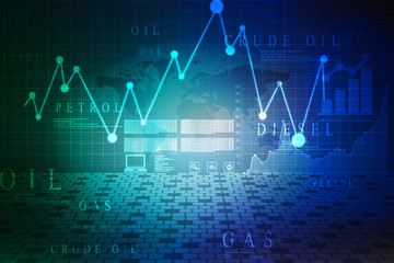 2d rendering Stock market online business concept. business Graph 