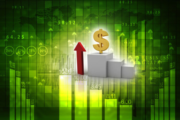 3d rendering Stock market online business concept