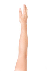 Male hand gestures isolated over the white background.