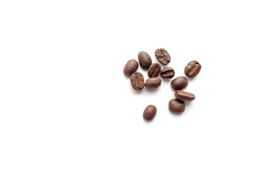 Coffee beans isolated on white background. Close-up.