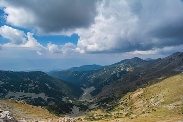 Fototapeta premium Panoramic view from Kutelo peak in Pirin mountain, Bulgaria