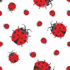 Vector illustration of ladybug seamless pattern