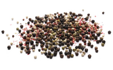 Colorful mixed pepper isolated on white background