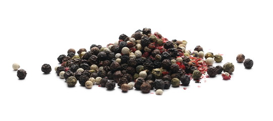 Colorful mixed pepper isolated on white background