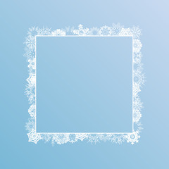White Winter ice Snowflakes square frame. Eps10