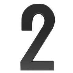 2 number black 3d sign isolated on white background